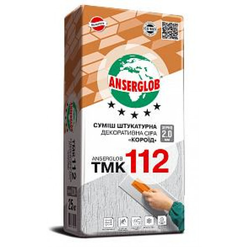 Штукатурка Anserglob ТМК 112 Короїд 2.0мм (сіра) 25кг