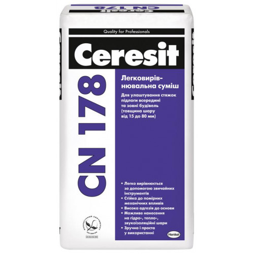 Легковирівнювальна суміш Ceresit CN178 від 15-80мм 25кг