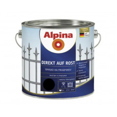 Емаль алкідна кольорова Alpina Direkt auf Rost RAL9005 (чорний) 2,5л