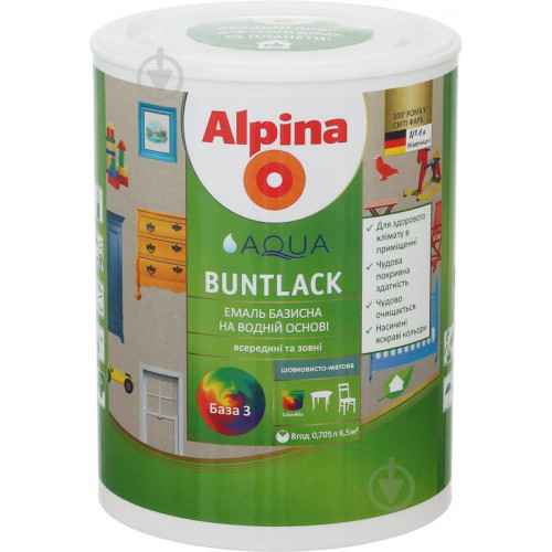 Емаль для тонування для дерева та металу Alpina Aqua Buntlack SM /мат. B3 0,71 л