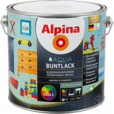 Емаль для тонування для дерева та металу Alpina Aqua Buntlack SM /мат. B3 2,35л