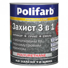 Грунт-емаль з молотковим ефектом Polifarb Захист 3в1 Морська зелень 2,2 кг