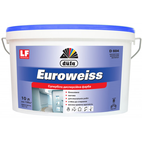 Фарба дисперсійна супербіла Dufa Euroweiss D604 10л
