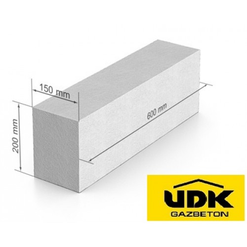 Газобетон UDK 600x200x150 (100шт 1.8м.куб)