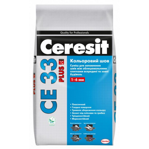 Затирка Ceresit CE33 Plus шов до 6 мм 125 карамель 2кг