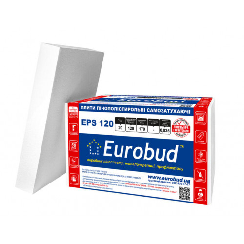 Пінопласт Eurobud EPS 120 20 кг\куб 100мм 1х1м
