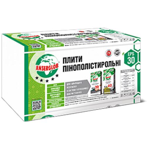 Пінопласт М25 Anserglob 9кг\куб EPS-30 100мм (1х1) 6шт/уп